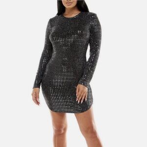 B Darlin Sequin Black Long Sleeve Dress